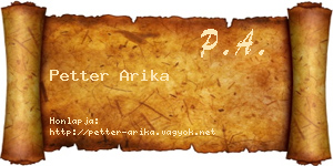 Petter Arika névjegykártya